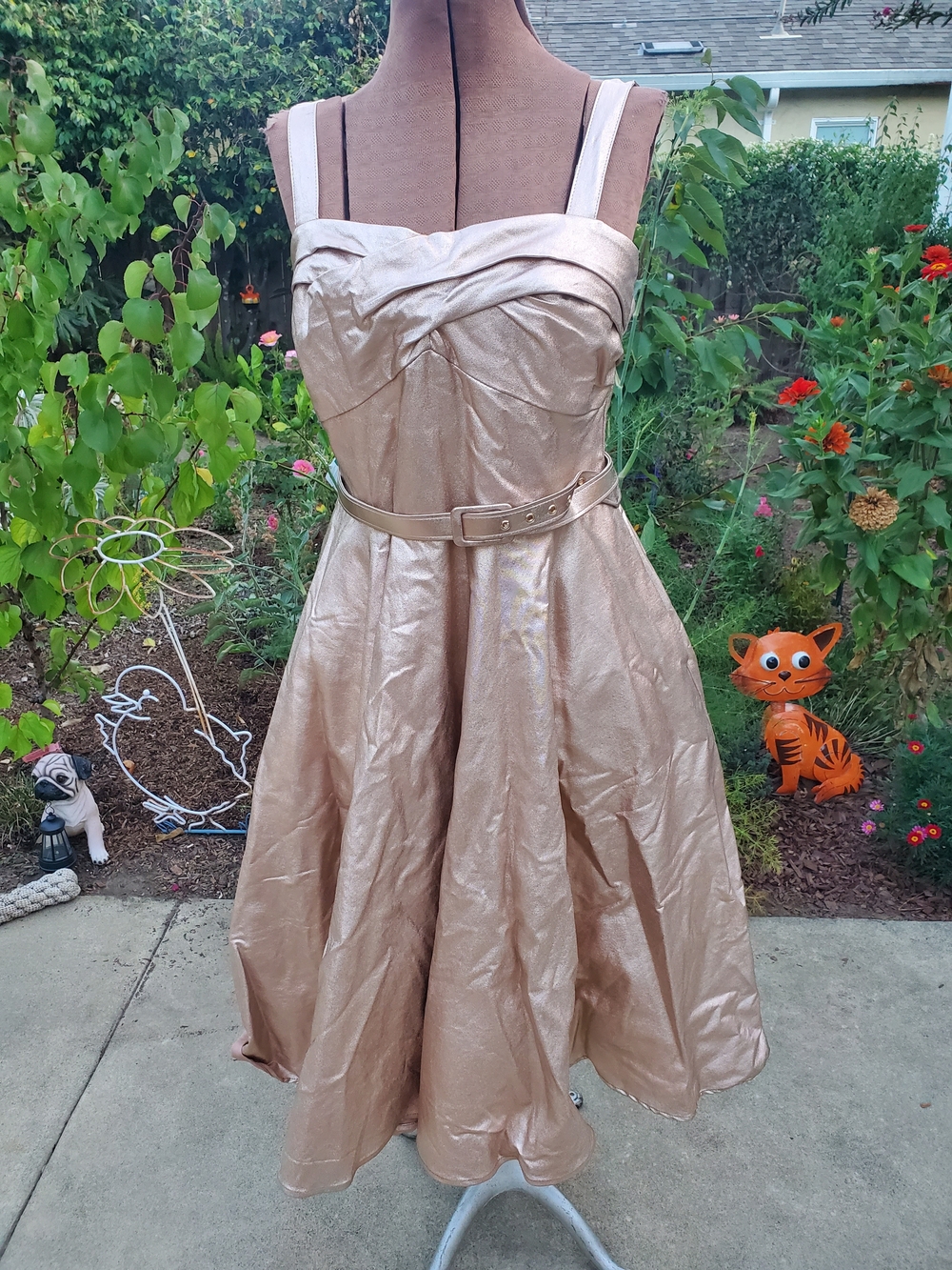 Vixen by Micheline Pitt Metallic Midi Dress Pink Size XL